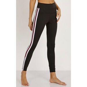 Spiritual Gangster Side Striped Zip Ankle Track Tight Black